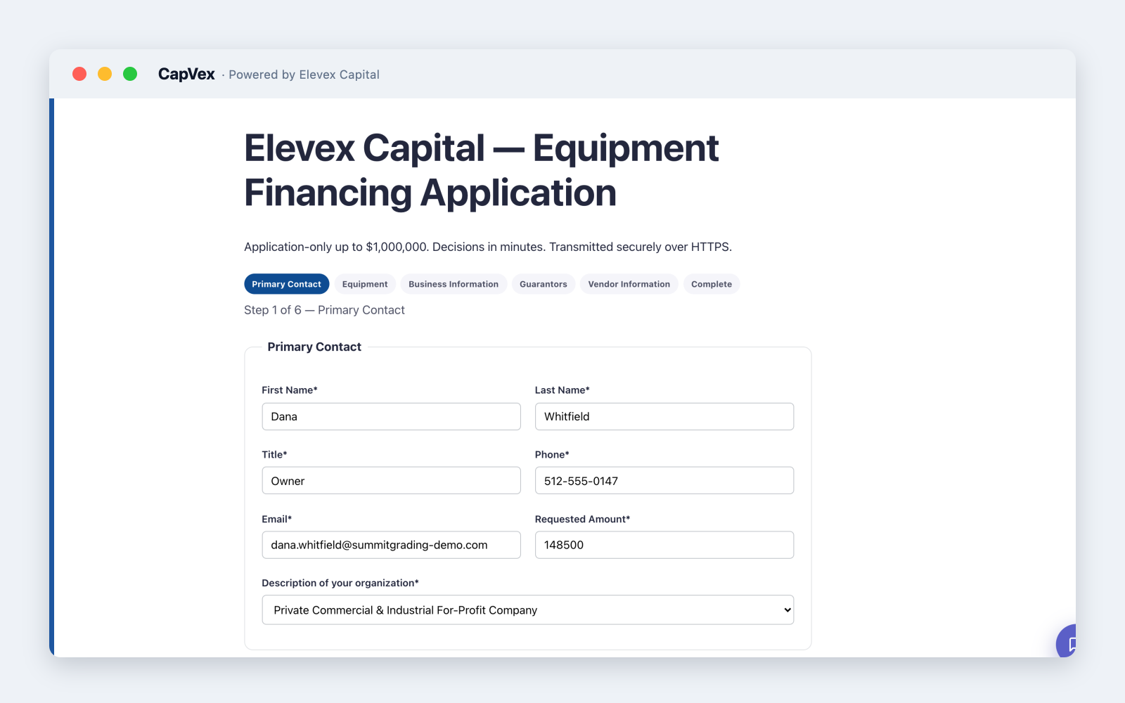 A five-minute application your customer actually finishes.